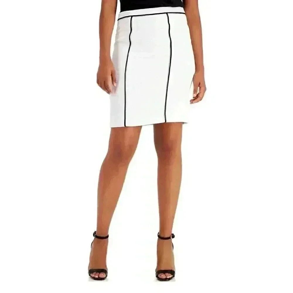 BCBG MAXAZRIA Women's Off White & Black Rayon/Nylon/Spandex Bandage Corset Penci